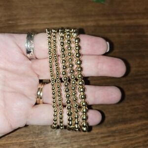 Gold Plated Stretchy Bead Bracelets. Set Of 5. Trendy Popular Sorority